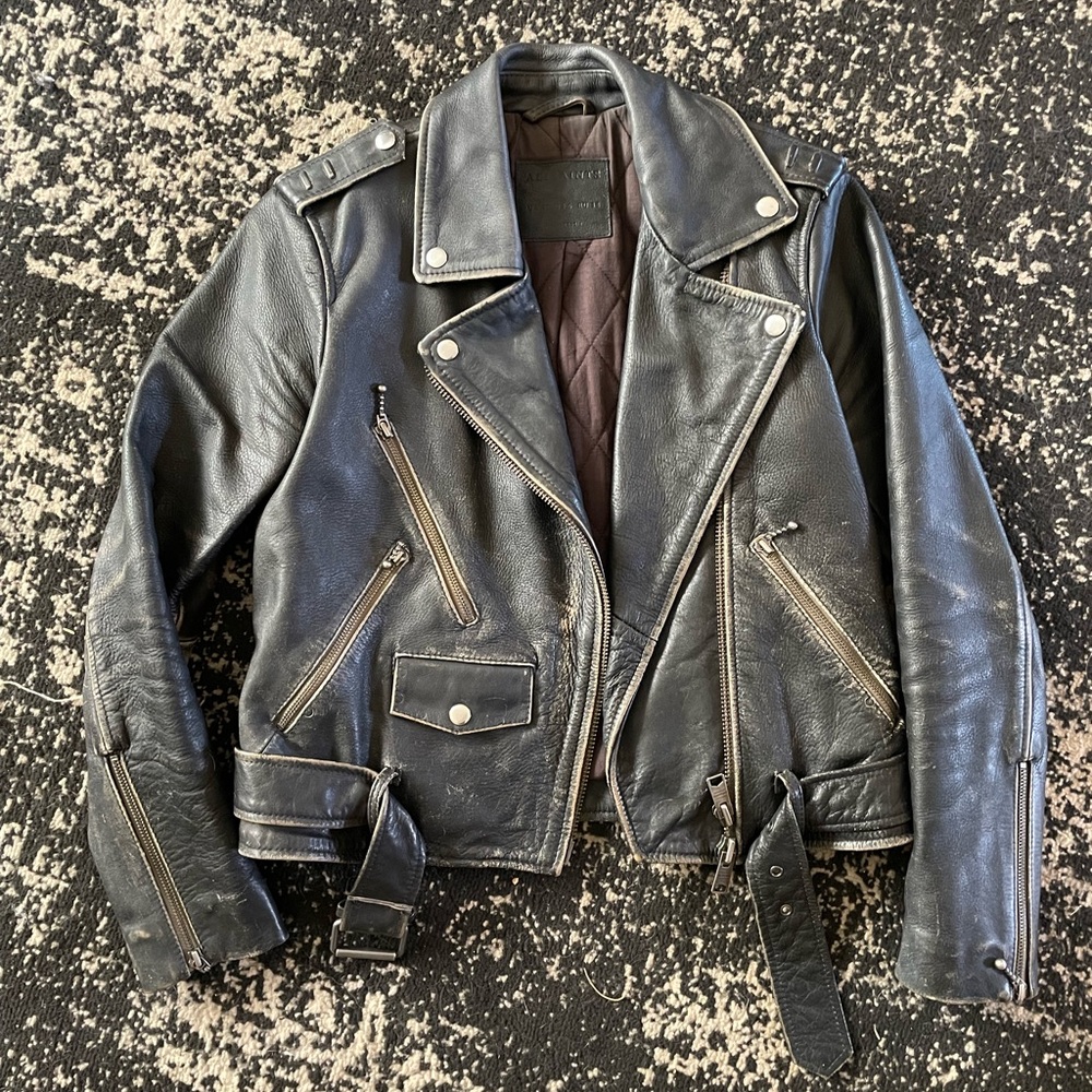 All Saints Agnes Distressed Leather Biker Jacket